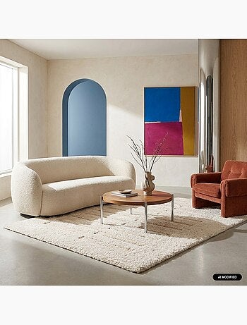 Tapis intérieur motif avec relief crème rio