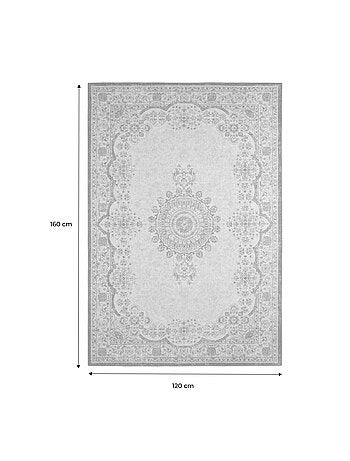 Tapis intérieur motif baroque rose, rouge et bleu Melgy
