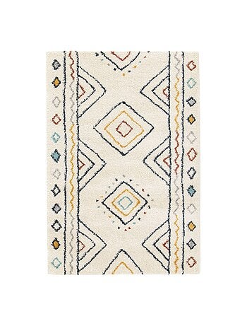 Tapis intérieur motif berbère crème, bleu et orange Ralph