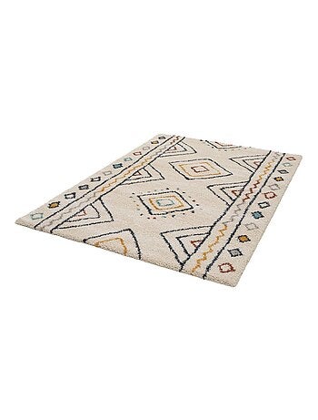 Tapis intérieur motif berbère crème, bleu et orange Ralph