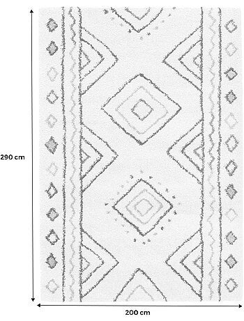 Tapis intérieur motif berbère crème, bleu et orange Ralph