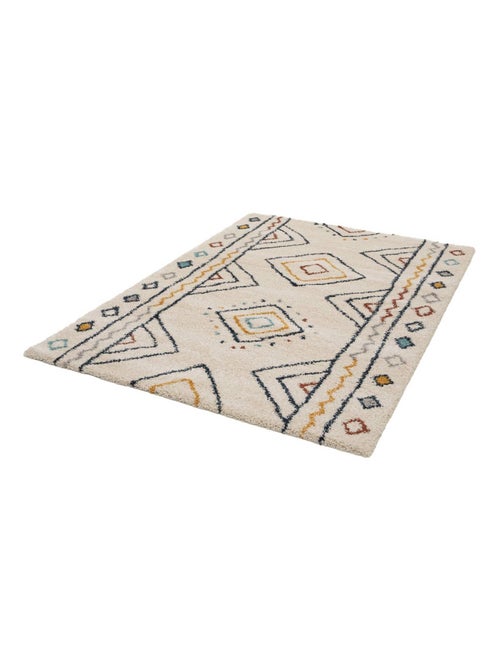 Tapis intérieur motif berbère crème, bleu et orange Ralph - Kiabi