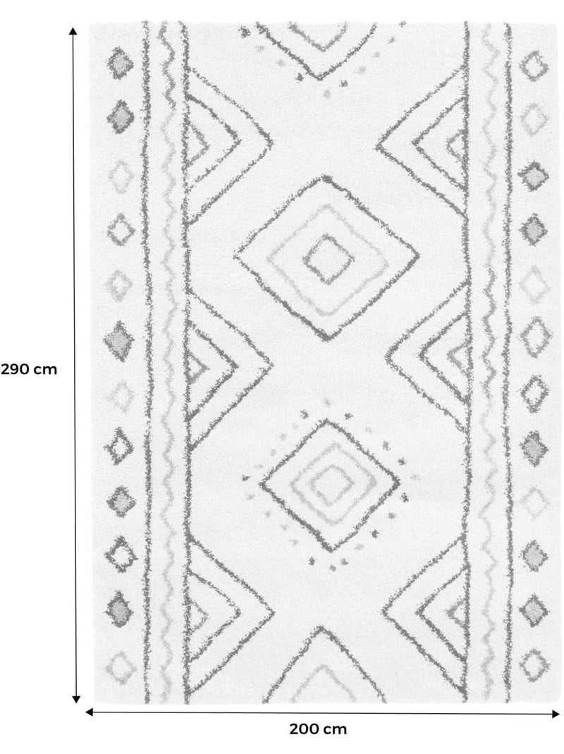 Tapis intérieur motif berbère crème, bleu et orange Ralph Multicolore - Kiabi