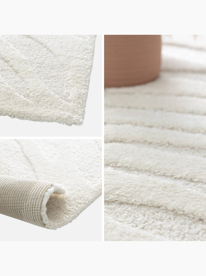 Tapis intérieur motif en relief végétal crème lily Crème - Kiabi