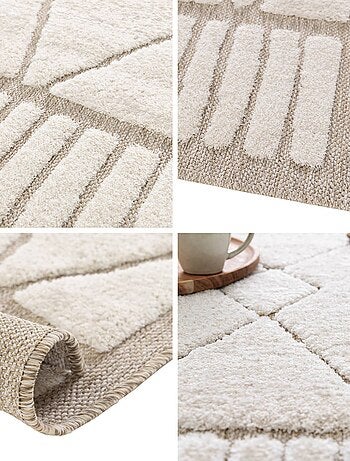 Tapis intérieur motif ethnique berbère beige et créme Judy