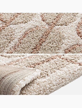 Tapis intérieur motif graphique beige, crème et rose Ocea