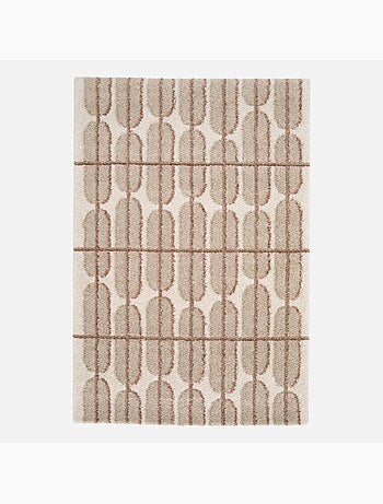 Tapis intérieur motif graphique beige, crème et rose Ocea