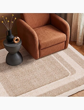 Tapis intérieur motif graphique beige et crème Akai