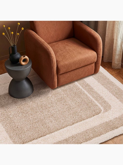 Tapis intérieur motif graphique beige et crème Akai - Kiabi