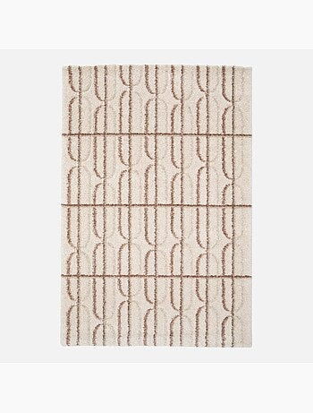Tapis intérieur motif graphique crème, rose et marron Aris