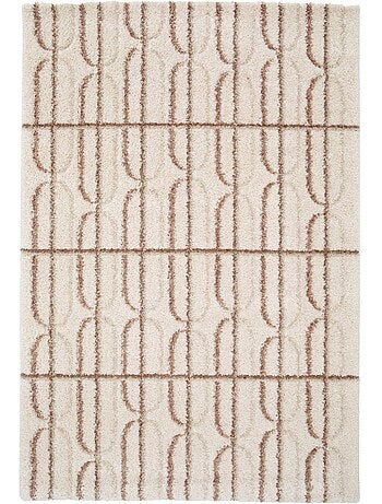 Tapis intérieur motif graphique crème, rose et marron Aris