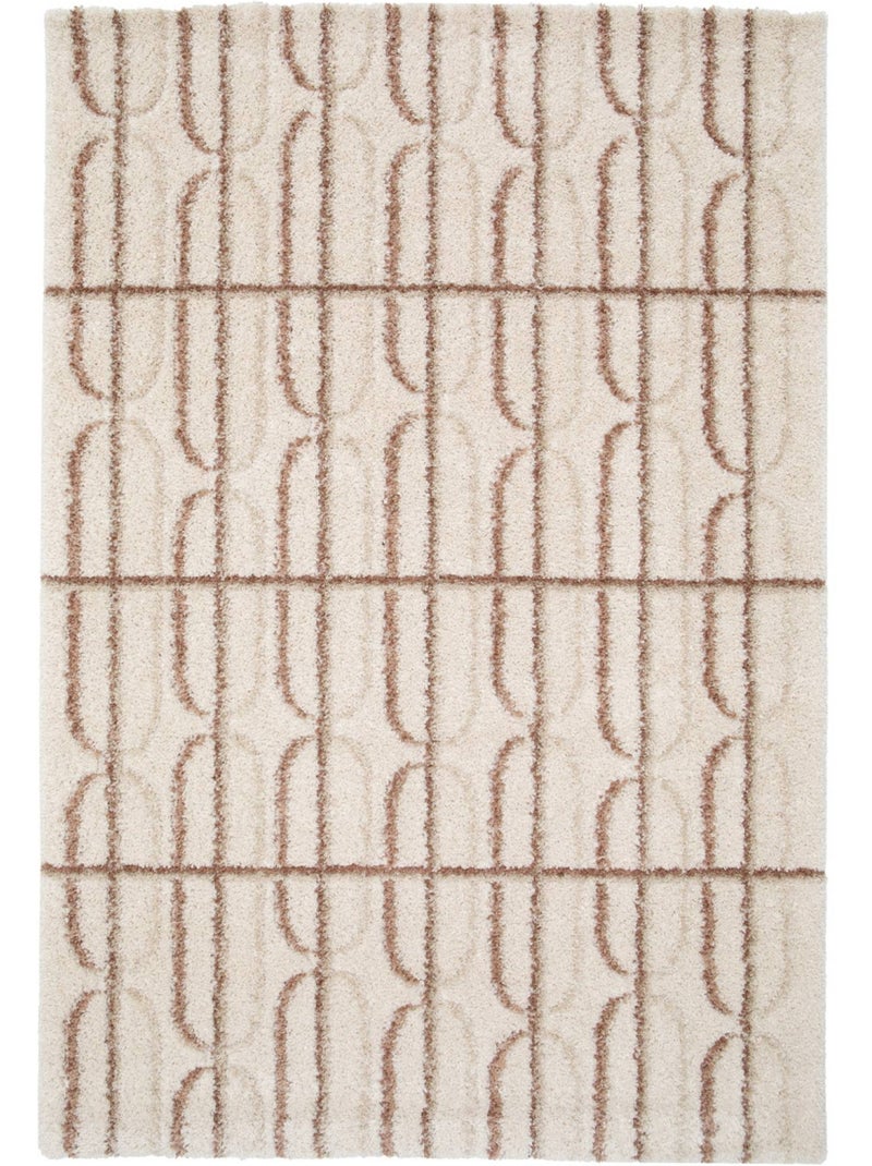 Tapis intérieur motif graphique crème, rose et marron Aris Multicolore - Kiabi