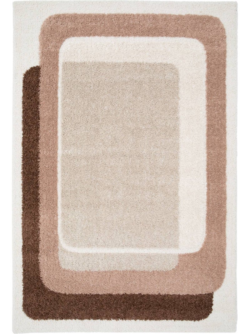 Tapis intérieur motif graphique marron, rose et beige Olli Multicolore - Kiabi