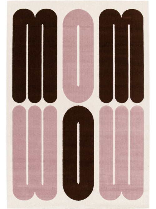 Tapis intérieur motif graphique rose et marron  Nola - Kiabi