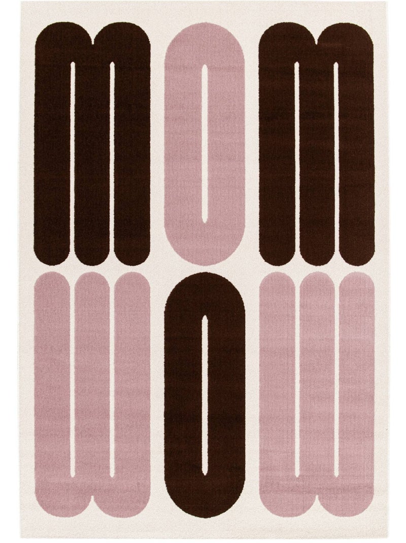 Tapis intérieur motif graphique rose et marron  Nola Rose bonbon - Kiabi