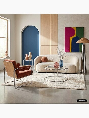 Tapis intérieur motif linéaire crème sol