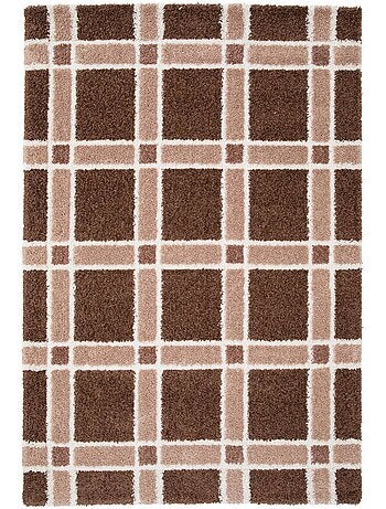 Tapis intérieur motif quadrillage marron et rose Miro