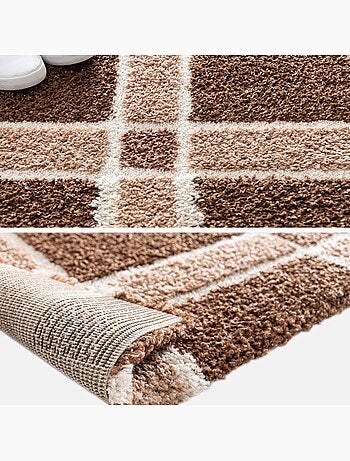 Tapis intérieur motif quadrillage marron et rose Miro