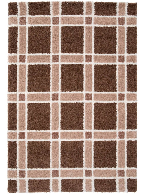 Tapis intérieur motif quadrillage marron et rose Miro - Kiabi