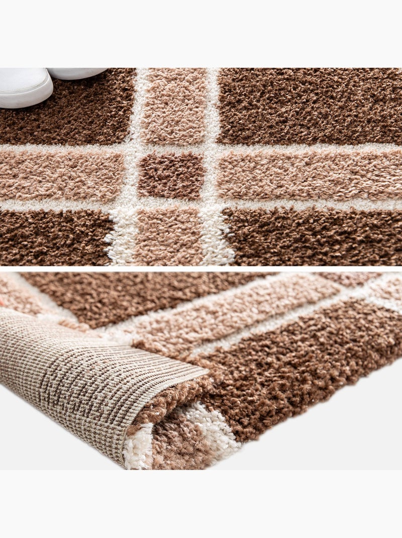 Tapis intérieur motif quadrillage marron et rose Miro Rose bonbon - Kiabi