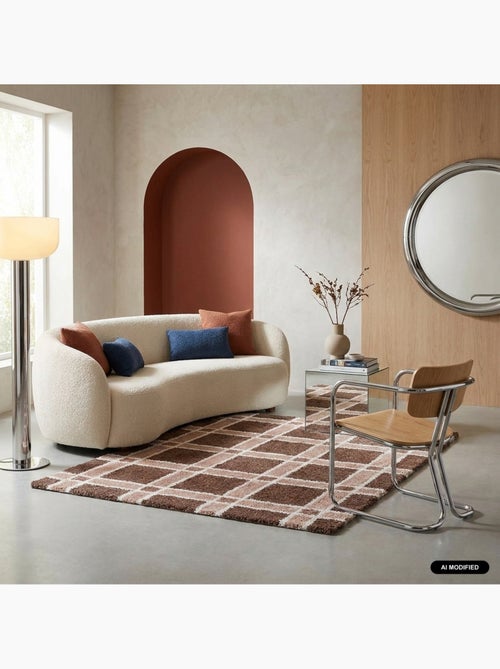 Tapis intérieur motif quadrillage marron et rose miro - Kiabi