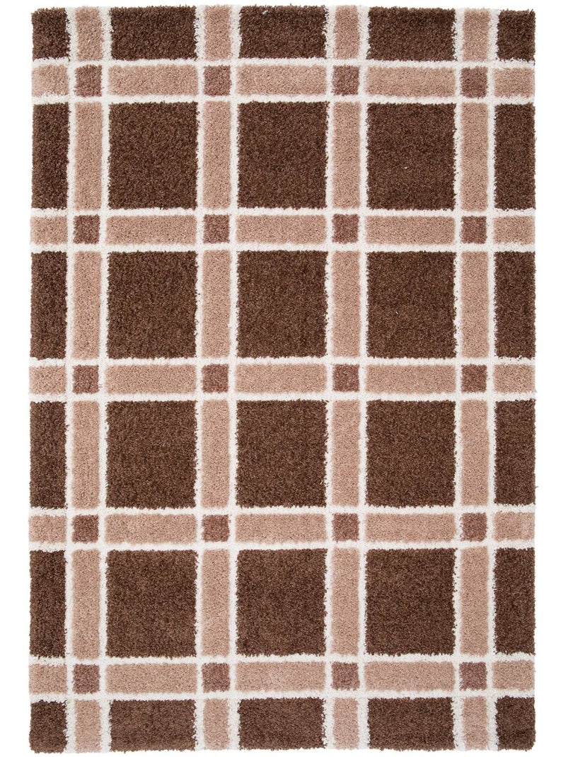 Tapis intérieur motif quadrillage marron et rose miro Rose - Kiabi