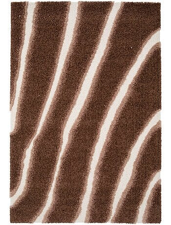 Tapis intérieur motif rayé marron Nya