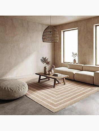 Tapis intérieur motif rectangle beige et crème Silo
