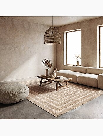 Tapis intérieur motif rectangle beige et crème Silo