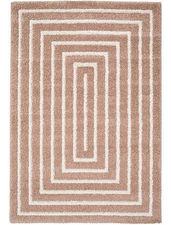 Tapis intérieur motif rectangle rose et crème Lia