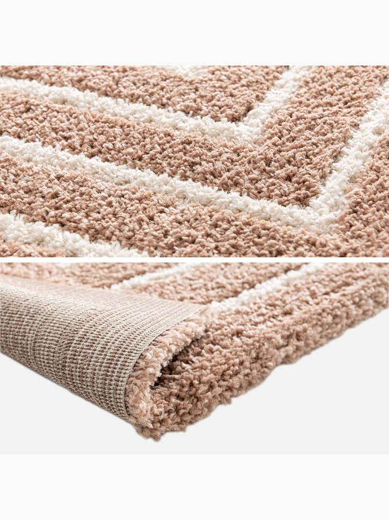 Tapis intérieur motif rectangle rose et crème Lia Blanc Rose Blanc - Kiabi