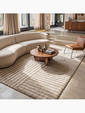 Tapis intérieur motif ronds crème et beige stella