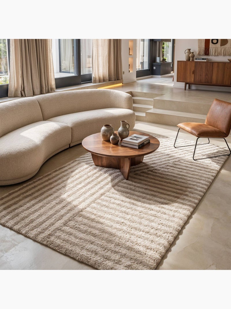 Tapis intérieur motif ronds crème et beige stella Beige clair - Kiabi