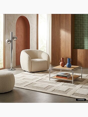 Tapis intérieur motifs géométriques crème eve