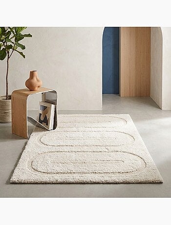 Tapis intérieur motifs géométriques crème Mae