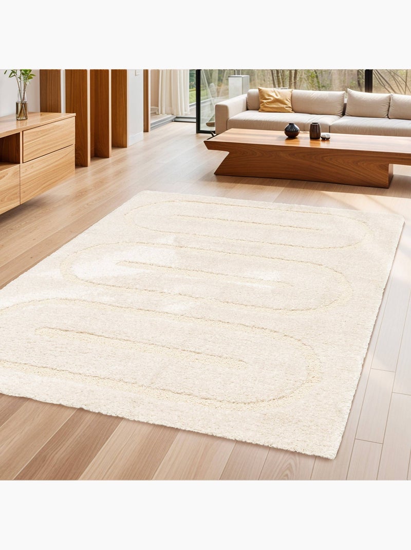 Tapis intérieur motifs géométriques crème Mae Beige - Kiabi