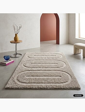 Tapis intérieur motifs géométriques taupe pio