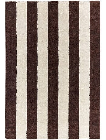 Tapis intérieur rayures marron et blanc Pablo