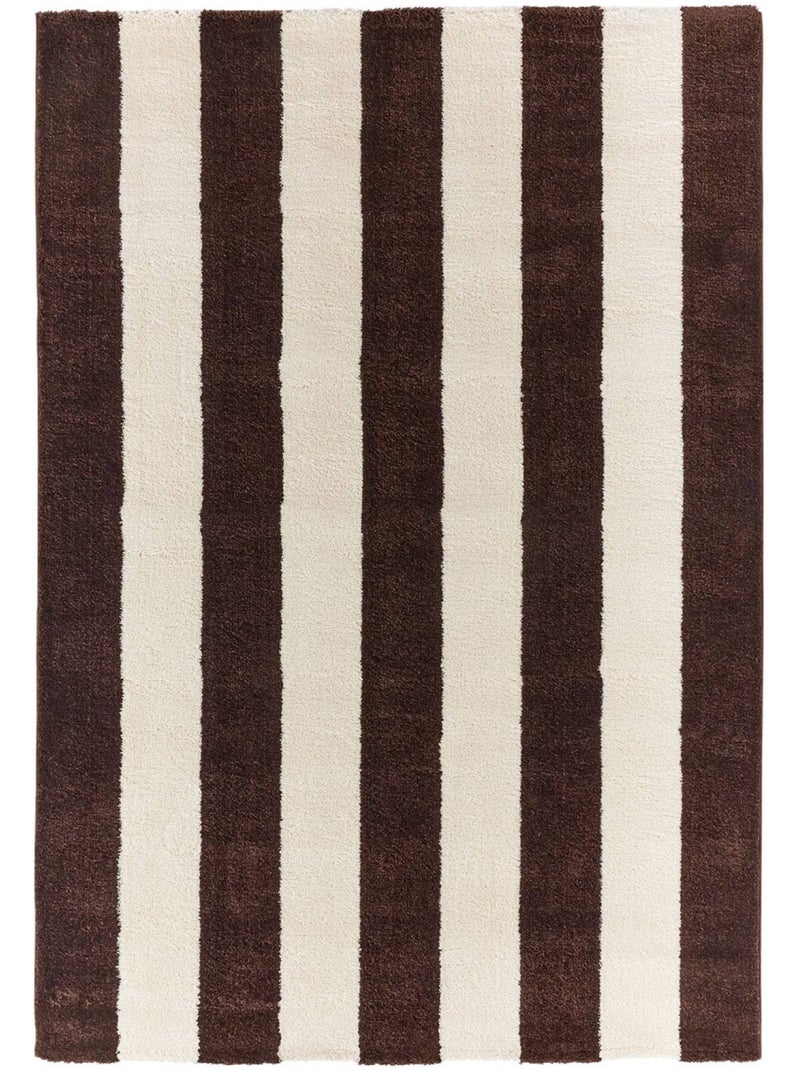 Tapis intérieur rayures marron et blanc Pablo Blanc Marron Blanc - Kiabi