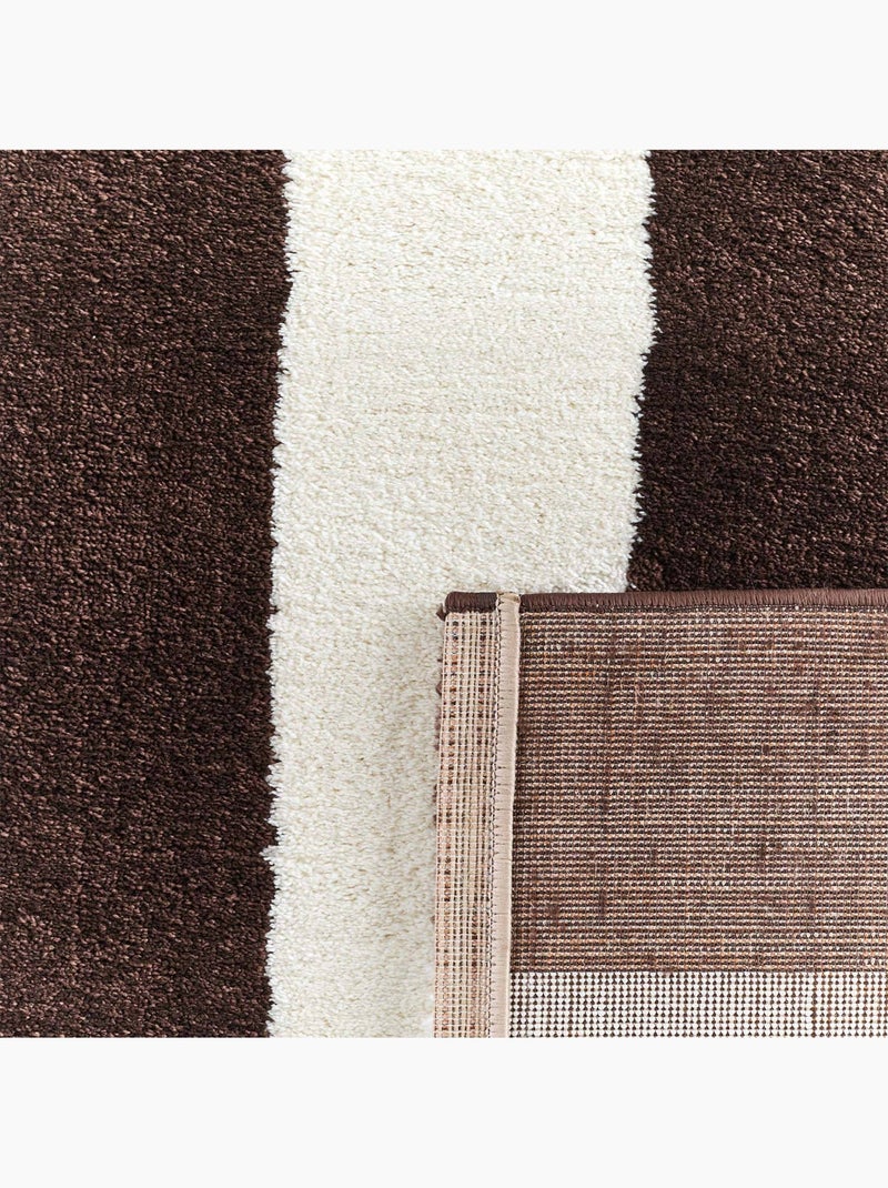 Tapis intérieur rayures marron et blanc Pablo Blanc Marron Blanc - Kiabi