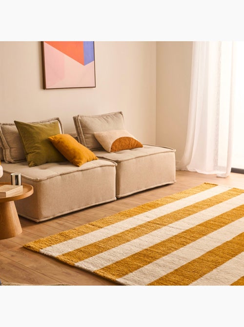 Tapis intérieur rayures ocre et blanc Pablo - Kiabi