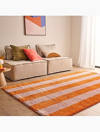 Tapis intérieur rayures orange et rose Pablo