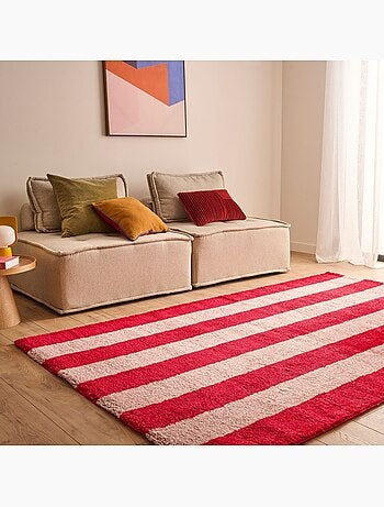 Tapis intérieur rayures rouge et rose Pablo