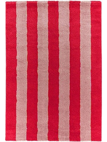 Tapis intérieur rayures rouge et rose Pablo