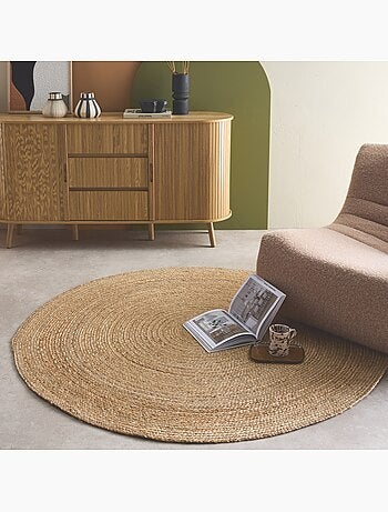 Tapis intérieur rond jute, naturel Padma