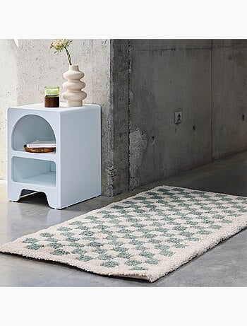 Tapis intérieur shaggy damier bleu clair et crème taylor