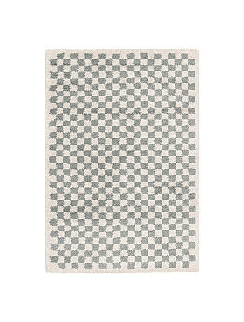 Tapis intérieur shaggy damier bleu clair et crème taylor