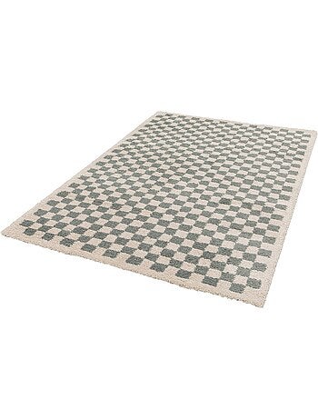 Tapis intérieur shaggy damier bleu clair et crème taylor