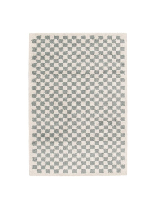 Tapis intérieur shaggy damier bleu clair et crème Taylor - Kiabi