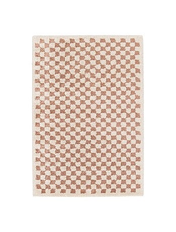 Tapis intérieur shaggy damier vieux rose et crème Taylor